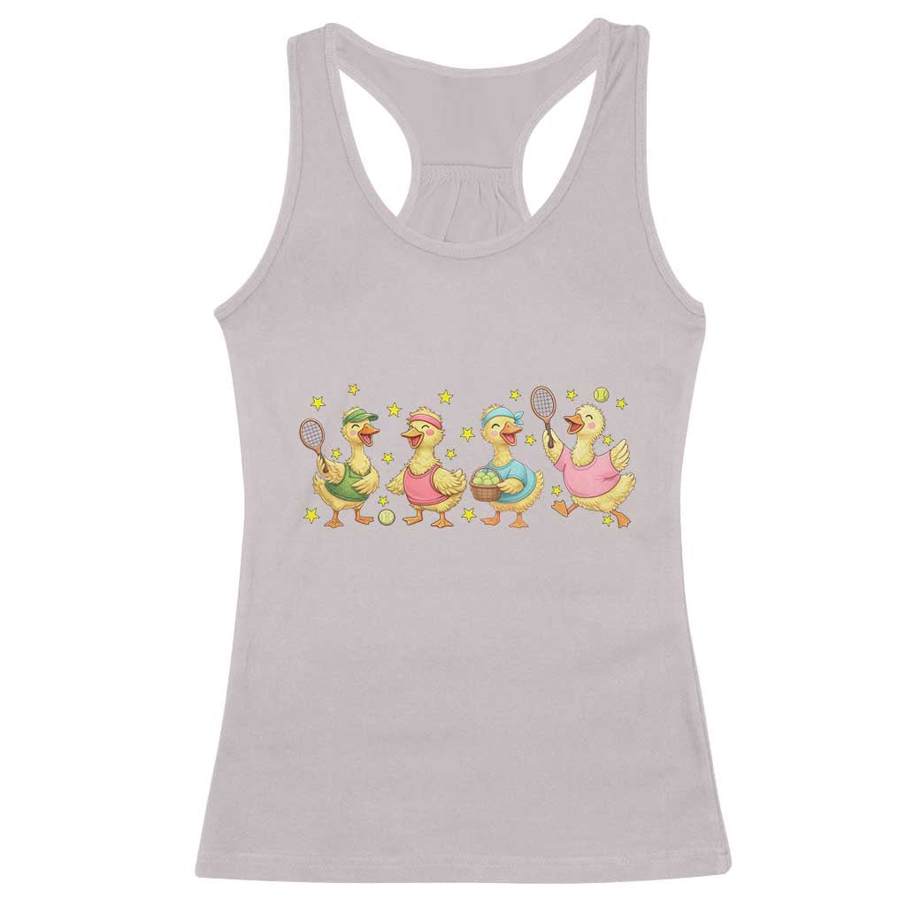 Funny Duck Playing Tennis Racerback Tank Top Farm Animal Lover TS12 Ice Gray Print Your Wear