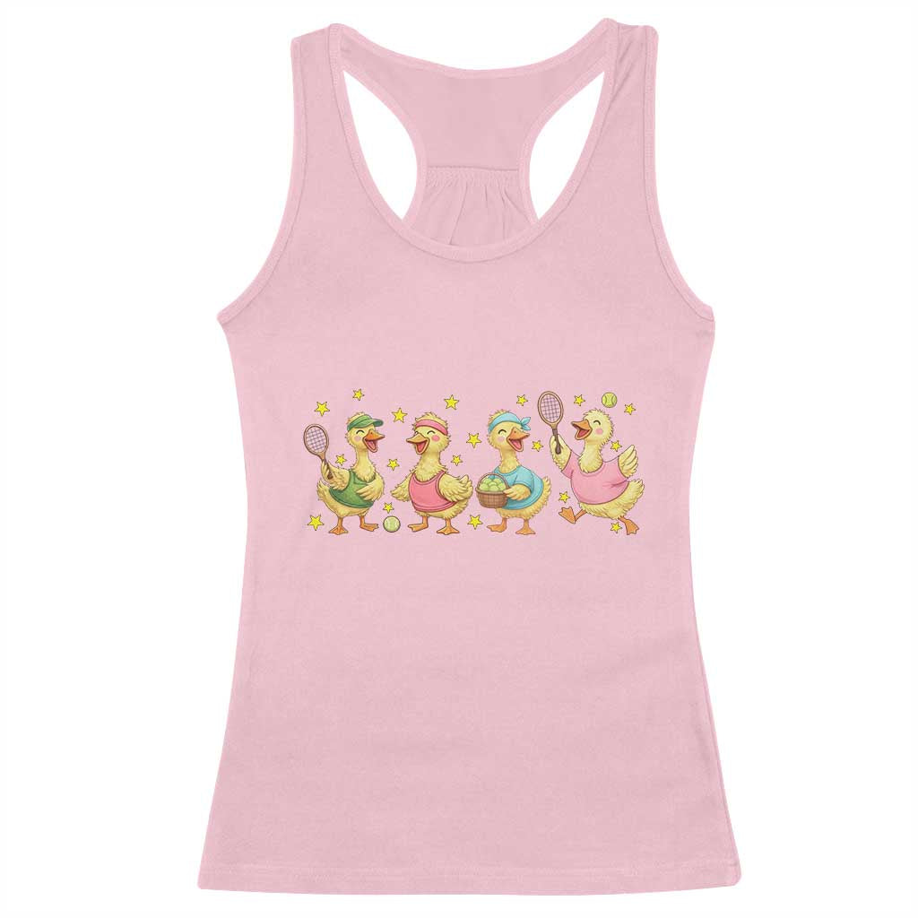 Funny Duck Playing Tennis Racerback Tank Top Farm Animal Lover TS12 Light Pink Print Your Wear