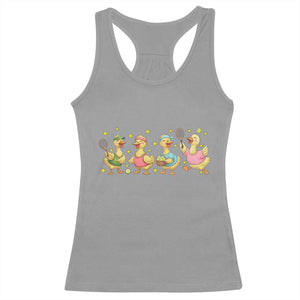 Funny Duck Playing Tennis Racerback Tank Top Farm Animal Lover TS12 Sport Gray Print Your Wear
