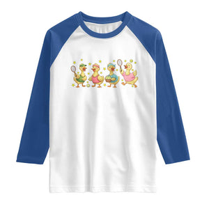 Funny Duck Playing Tennis Raglan Shirt Farm Animal Lover TS12 White Royal Print Your Wear