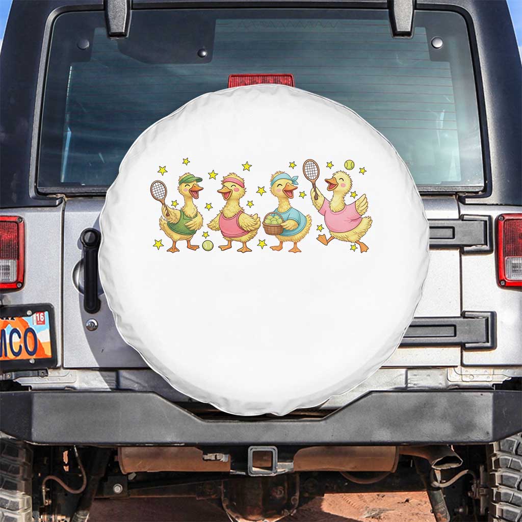 Funny Duck Playing Tennis Spare Tire Cover Farm Animal Lover TS12 No hole White Print Your Wear