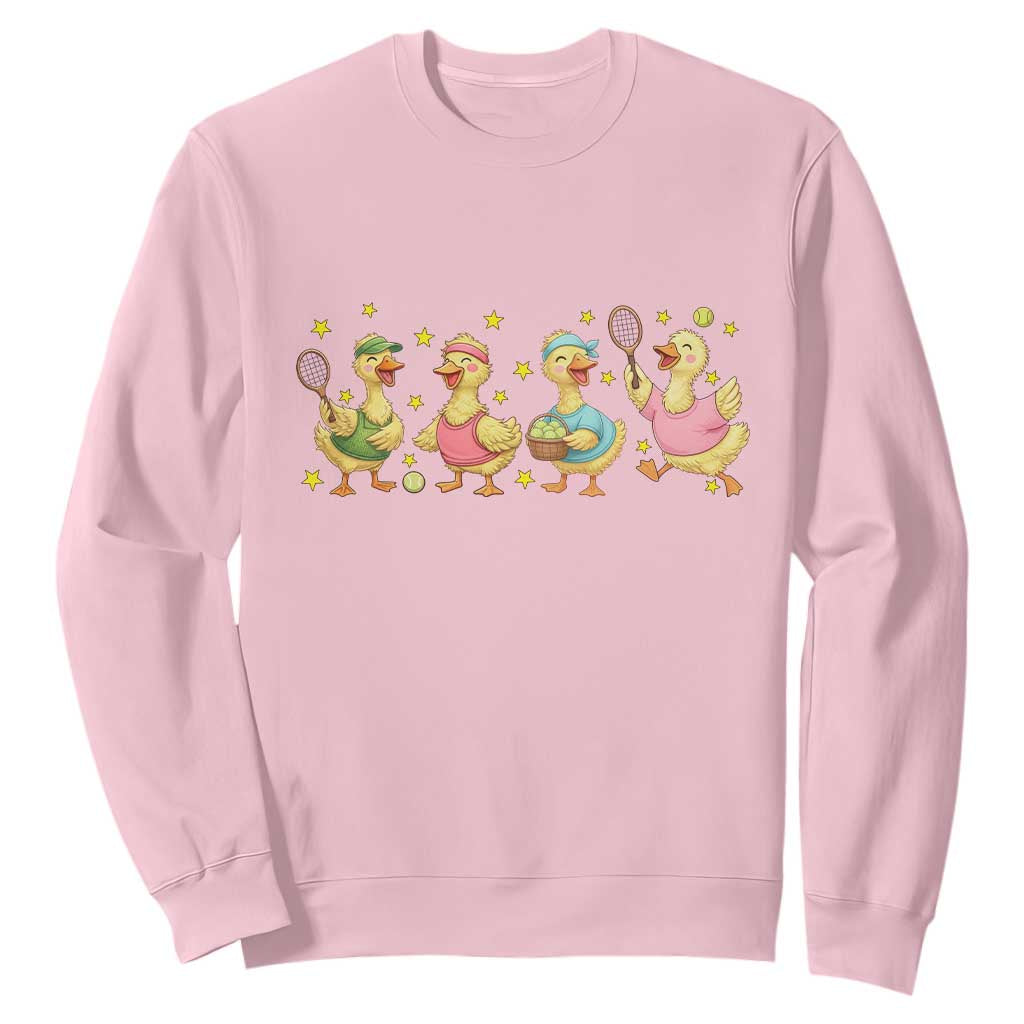 Funny Duck Playing Tennis Sweatshirt Farm Animal Lover TS12 Light Pink Print Your Wear