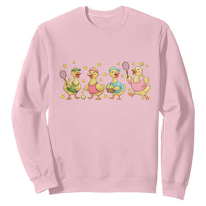 Funny Duck Playing Tennis Sweatshirt Farm Animal Lover TS12 Light Pink Print Your Wear