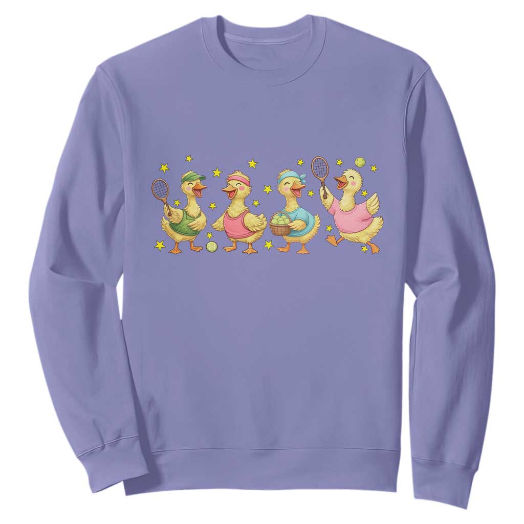 Funny Duck Playing Tennis Sweatshirt Farm Animal Lover TS12 Violet Print Your Wear