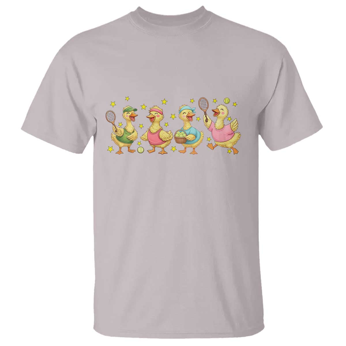 Funny Duck Playing Tennis T Shirt Farm Animal Lover TS12 Ice Gray Print Your Wear