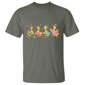 Funny Duck Playing Tennis T Shirt Farm Animal Lover TS12 Military Green Print Your Wear