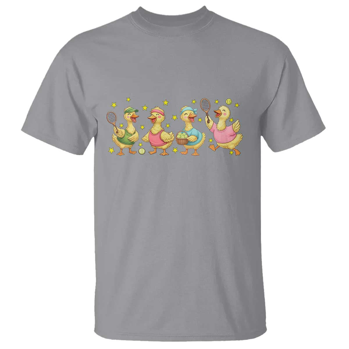 Funny Duck Playing Tennis T Shirt Farm Animal Lover TS12 Sport Gray Print Your Wear