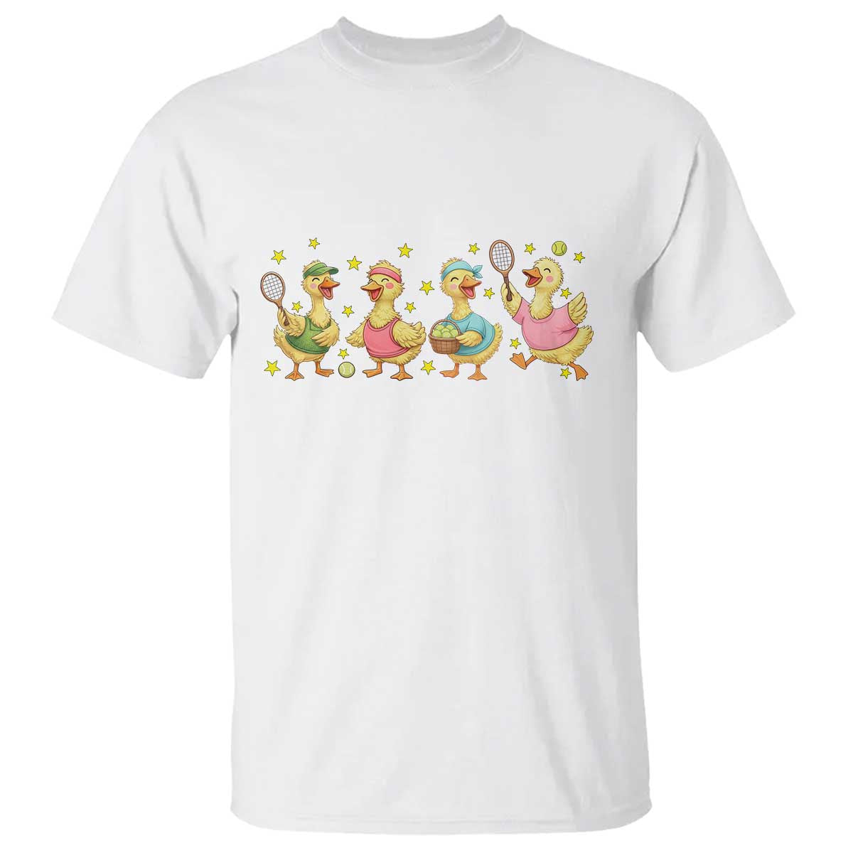 Funny Duck Playing Tennis T Shirt Farm Animal Lover TS12 White Print Your Wear
