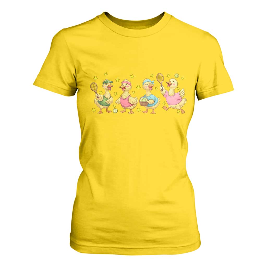 Funny Duck Playing Tennis T Shirt For Women Farm Animal Lover TS12 Daisy Print Your Wear