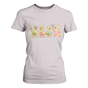 Funny Duck Playing Tennis T Shirt For Women Farm Animal Lover TS12 Ice Gray Print Your Wear