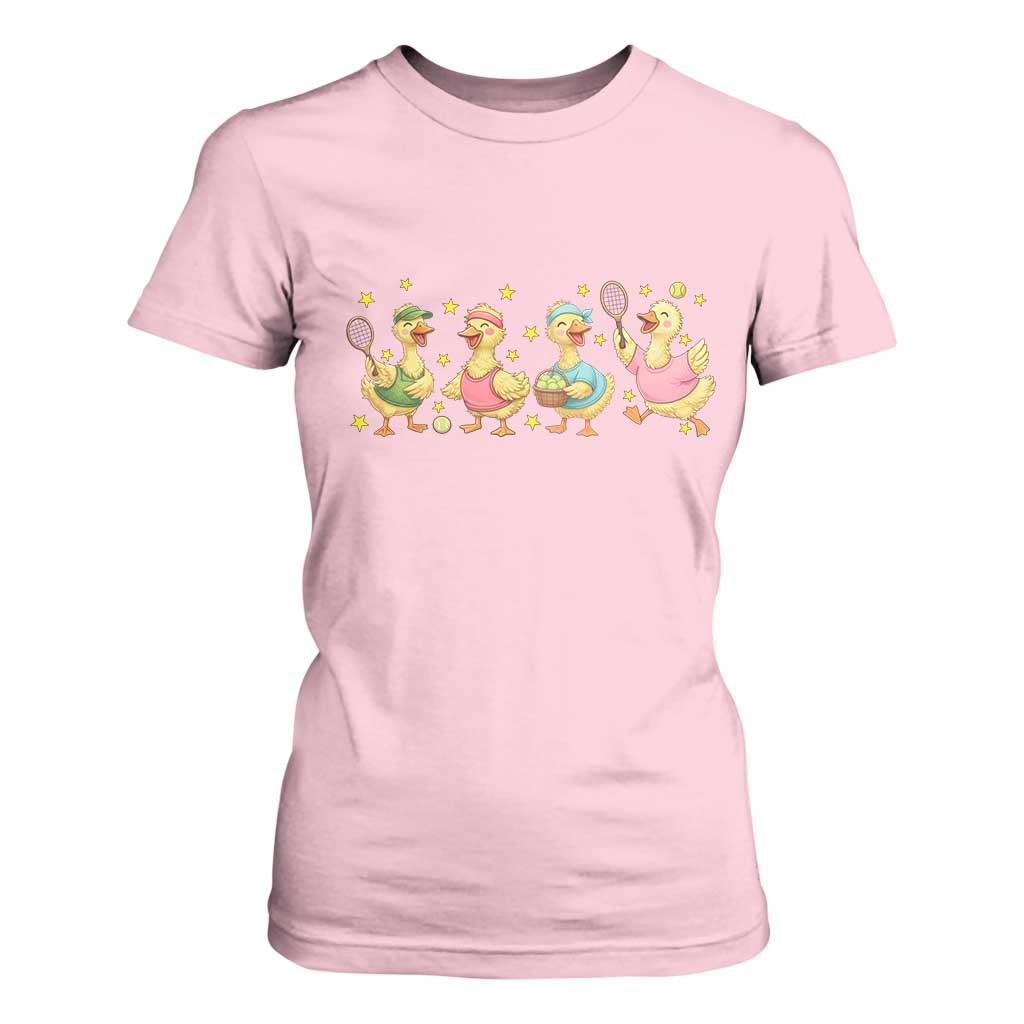 Funny Duck Playing Tennis T Shirt For Women Farm Animal Lover TS12 Light Pink Print Your Wear