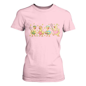 Funny Duck Playing Tennis T Shirt For Women Farm Animal Lover TS12 Light Pink Print Your Wear