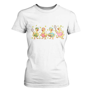 Funny Duck Playing Tennis T Shirt For Women Farm Animal Lover TS12 White Print Your Wear