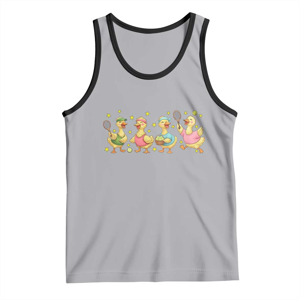 Funny Duck Playing Tennis Tank Top Farm Animal Lover TS12 Athletic Heather Black Print Your Wear