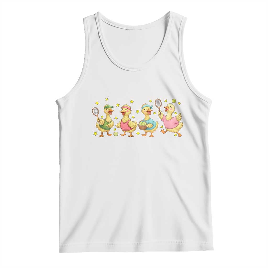 Funny Duck Playing Tennis Tank Top Farm Animal Lover TS12 White Print Your Wear