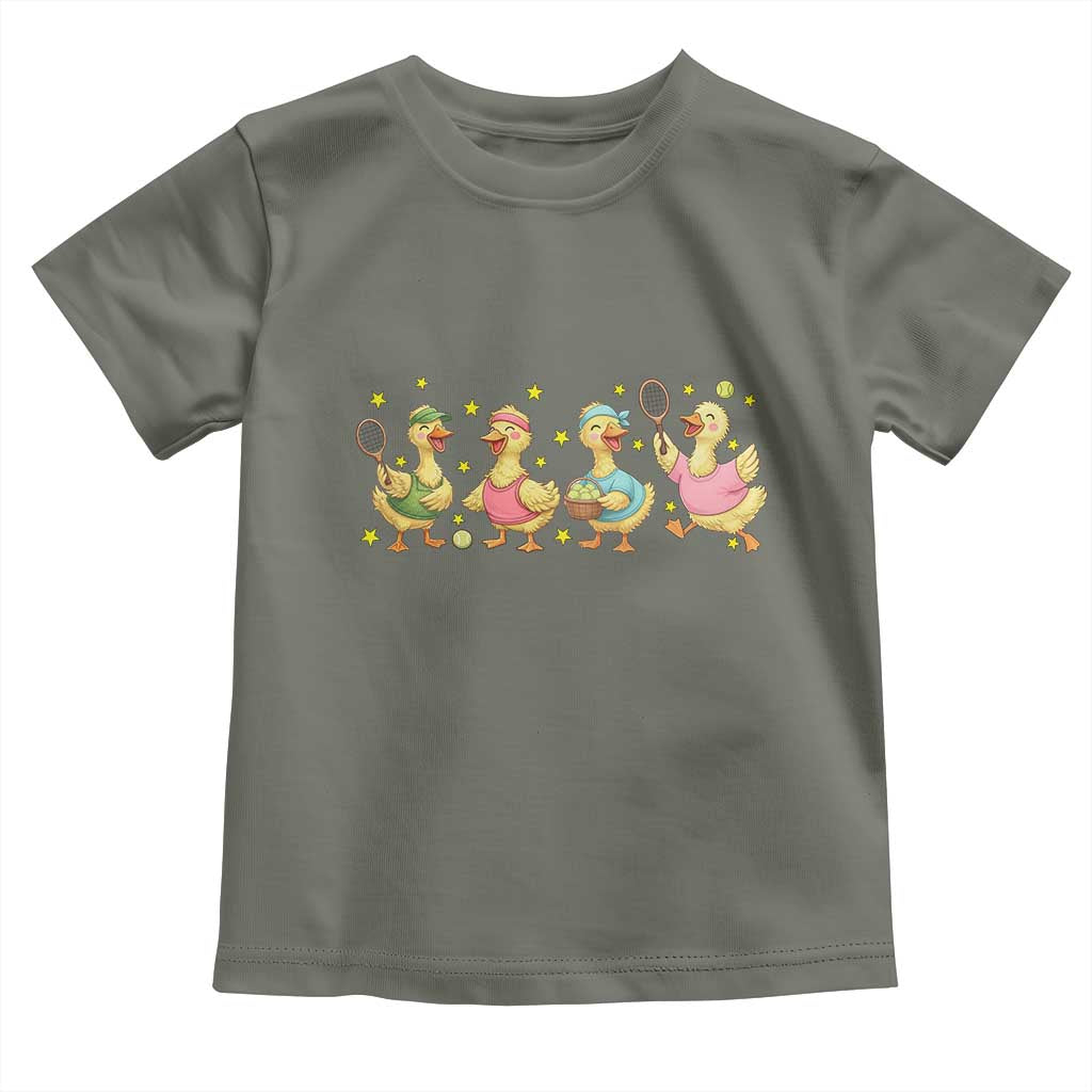 Funny Duck Playing Tennis Toddler T Shirt Farm Animal Lover TS12 Military Green Print Your Wear