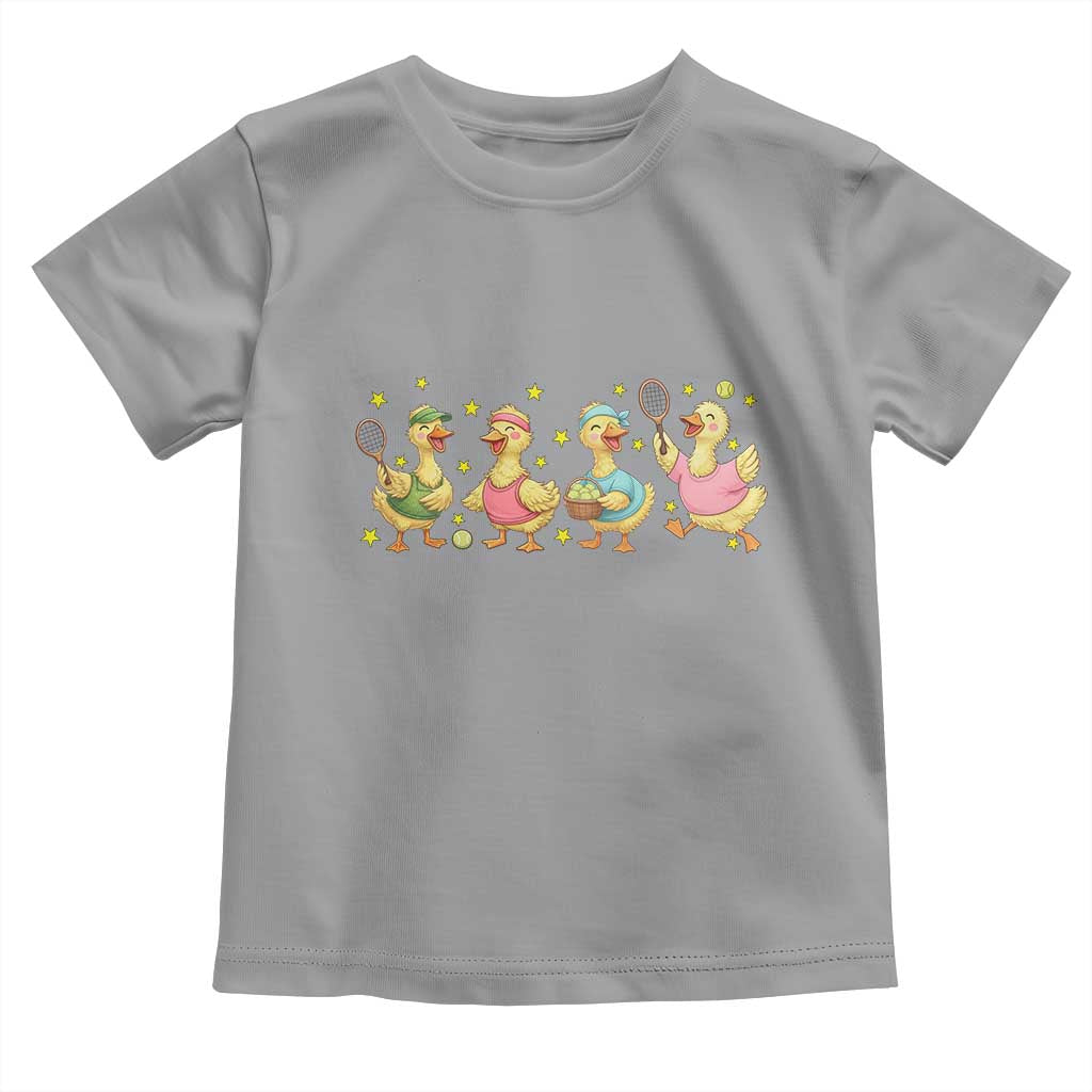 Funny Duck Playing Tennis Toddler T Shirt Farm Animal Lover TS12 Sport Gray Print Your Wear