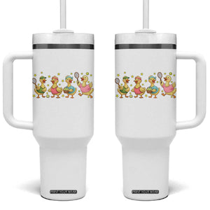 Funny Duck Playing Tennis Tumbler With Handle Farm Animal Lover TS12 One Size: 40 oz White Print Your Wear