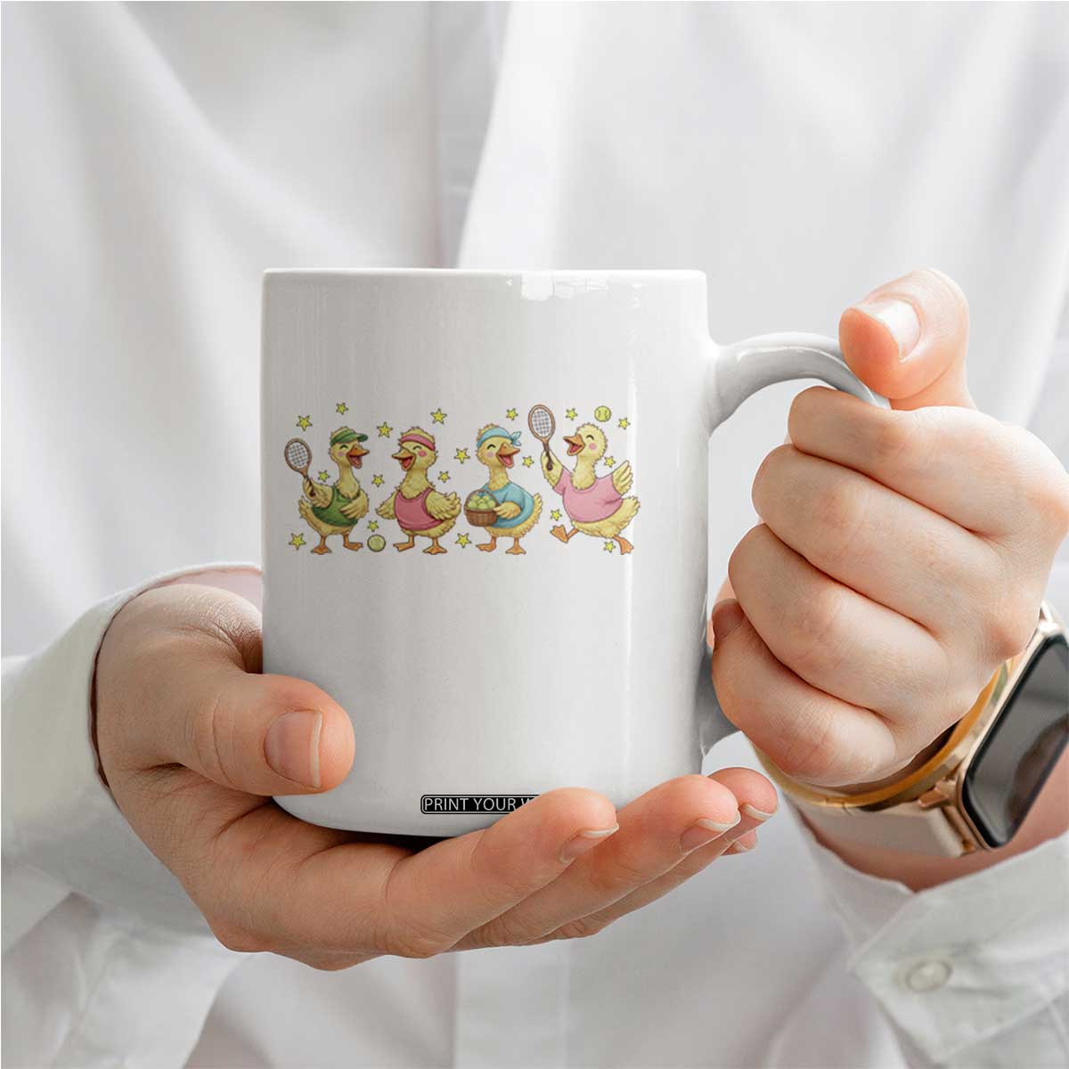Funny Duck Playing Tennis Coffee Mug Farm Animal Lover TS12 Print Your Wear