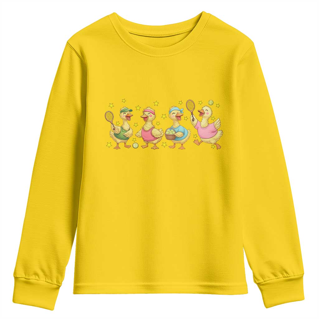 Funny Duck Playing Tennis Youth Sweatshirt Farm Animal Lover TS12 Daisy Print Your Wear