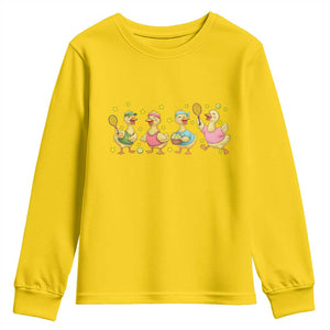 Funny Duck Playing Tennis Youth Sweatshirt Farm Animal Lover TS12 Daisy Print Your Wear