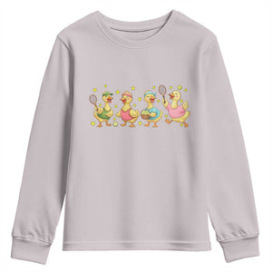 Funny Duck Playing Tennis Youth Sweatshirt Farm Animal Lover TS12 Ice Gray Print Your Wear