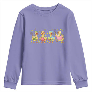Funny Duck Playing Tennis Youth Sweatshirt Farm Animal Lover TS12 Violet Print Your Wear
