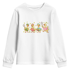 Funny Duck Playing Tennis Youth Sweatshirt Farm Animal Lover TS12 White Print Your Wear