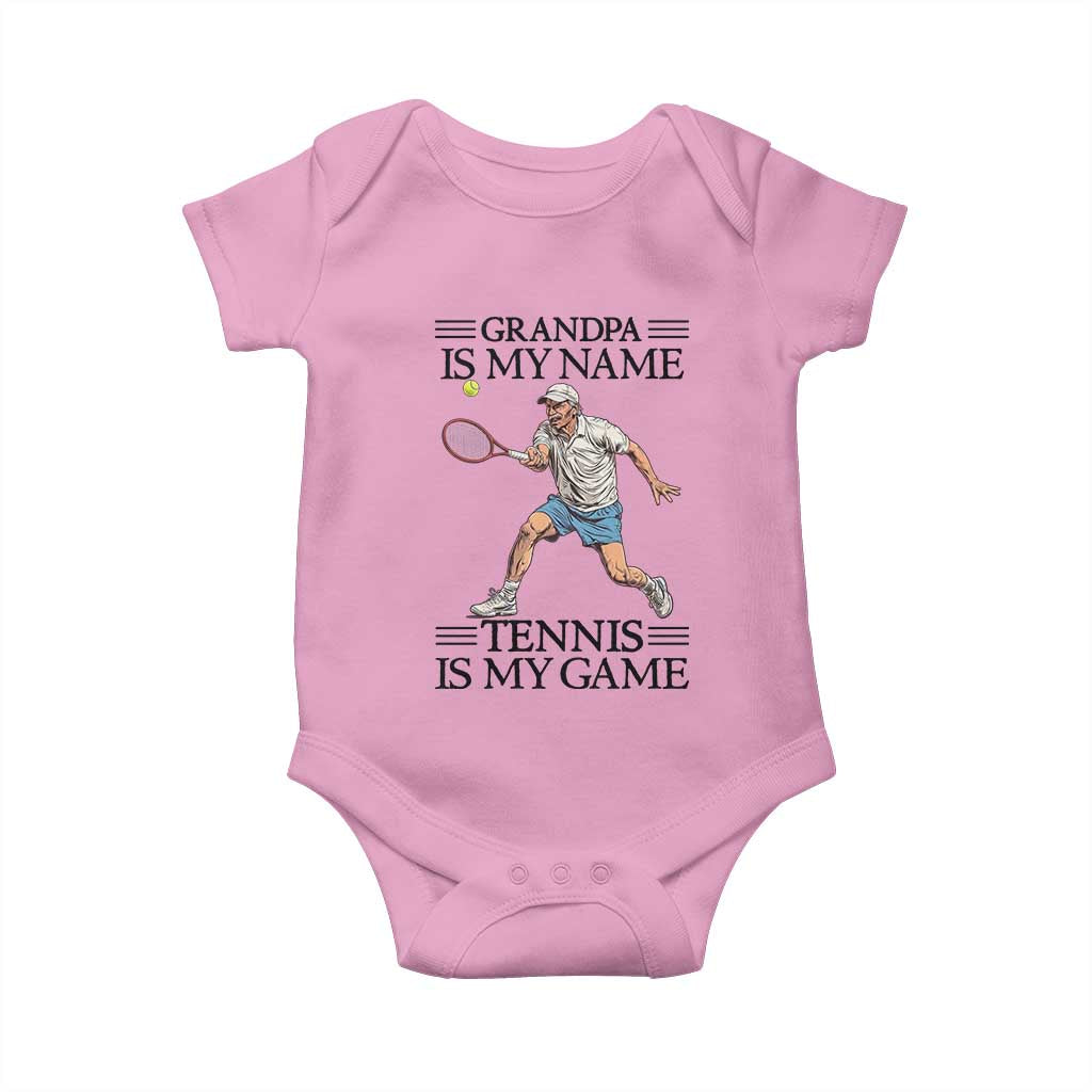 Grandpa Is My Name Tennis Is My Game Baby Onesie Funny Tennis Quote TS12 Light Pink Print Your Wear