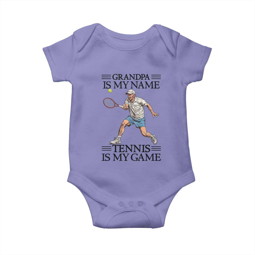 Grandpa Is My Name Tennis Is My Game Baby Onesie Funny Tennis Quote TS12 Violet Print Your Wear