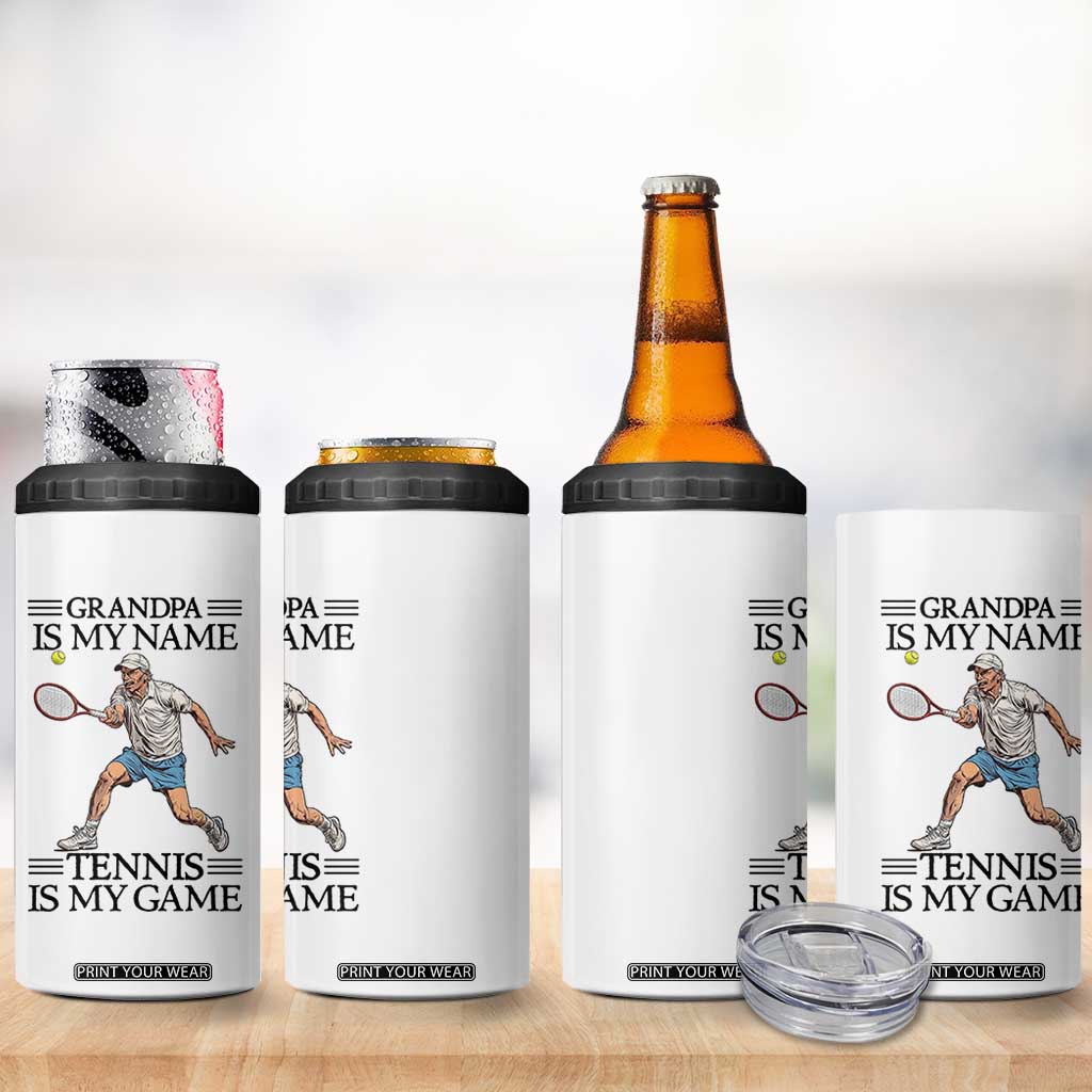 Grandpa Is My Name Tennis Is My Game 4 in 1 Can Cooler Tumbler Funny Tennis Quote TS12 Print Your Wear