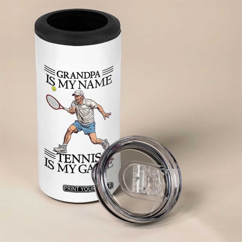 Grandpa Is My Name Tennis Is My Game 4 in 1 Can Cooler Tumbler Funny Tennis Quote TS12 Print Your Wear