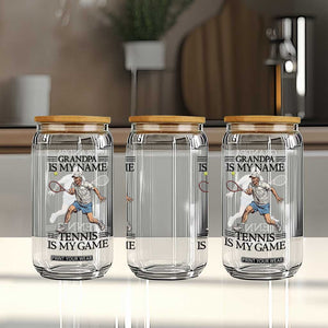 Grandpa Is My Name Tennis Is My Game Glass Can Funny Tennis Quote TS12 Print Your Wear