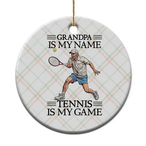 Grandpa Is My Name Tennis Is My Game Ceramic Ornament Funny Tennis Quote TS12 1pc Christmas Plaid Print Your Wear