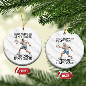 Grandpa Is My Name Tennis Is My Game Ceramic Ornament Funny Tennis Quote TS12 1pc White Marble Print Your Wear