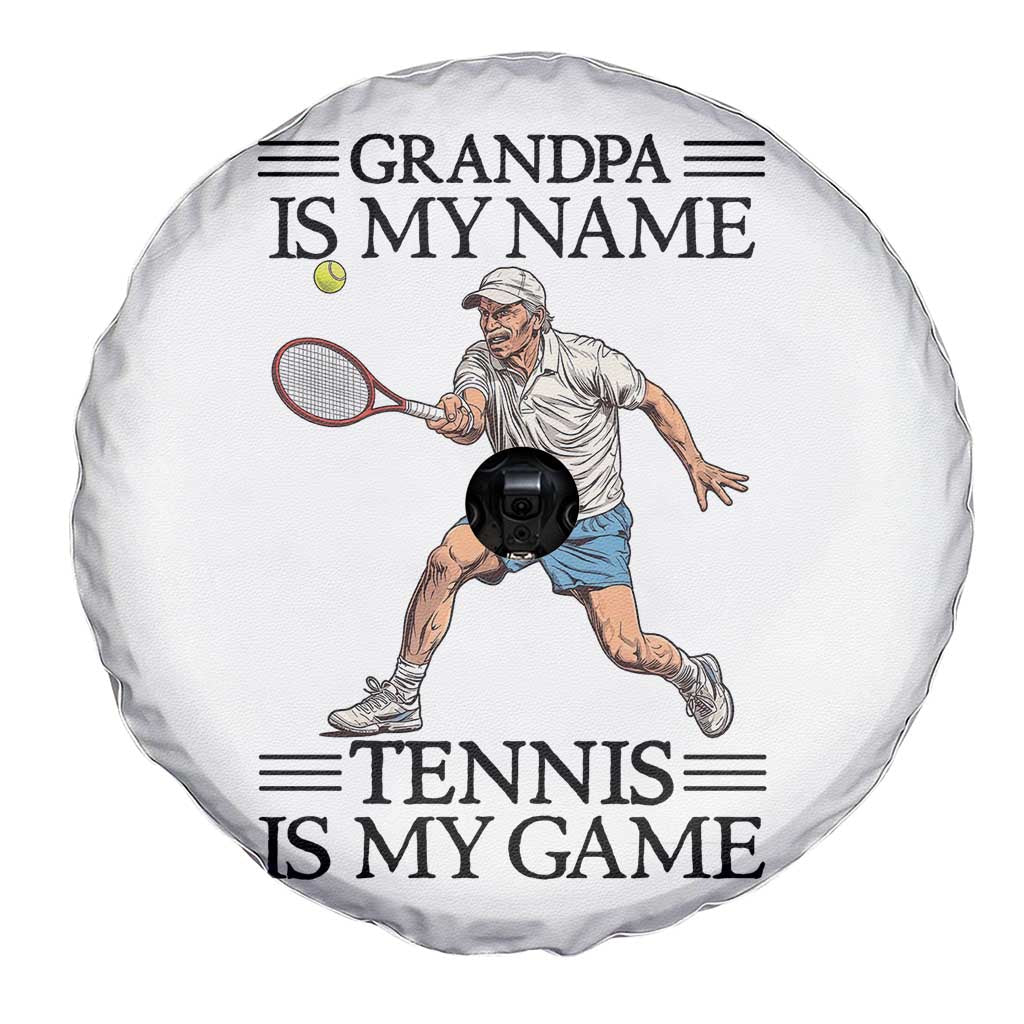 Grandpa Is My Name Tennis Is My Game Spare Tire Cover Funny Tennis Quote TS12 Print Your Wear