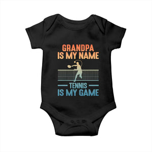 Funny Grandpa Tennis Quote Baby Onesie Tennis Is My Game TS12 Black Print Your Wear