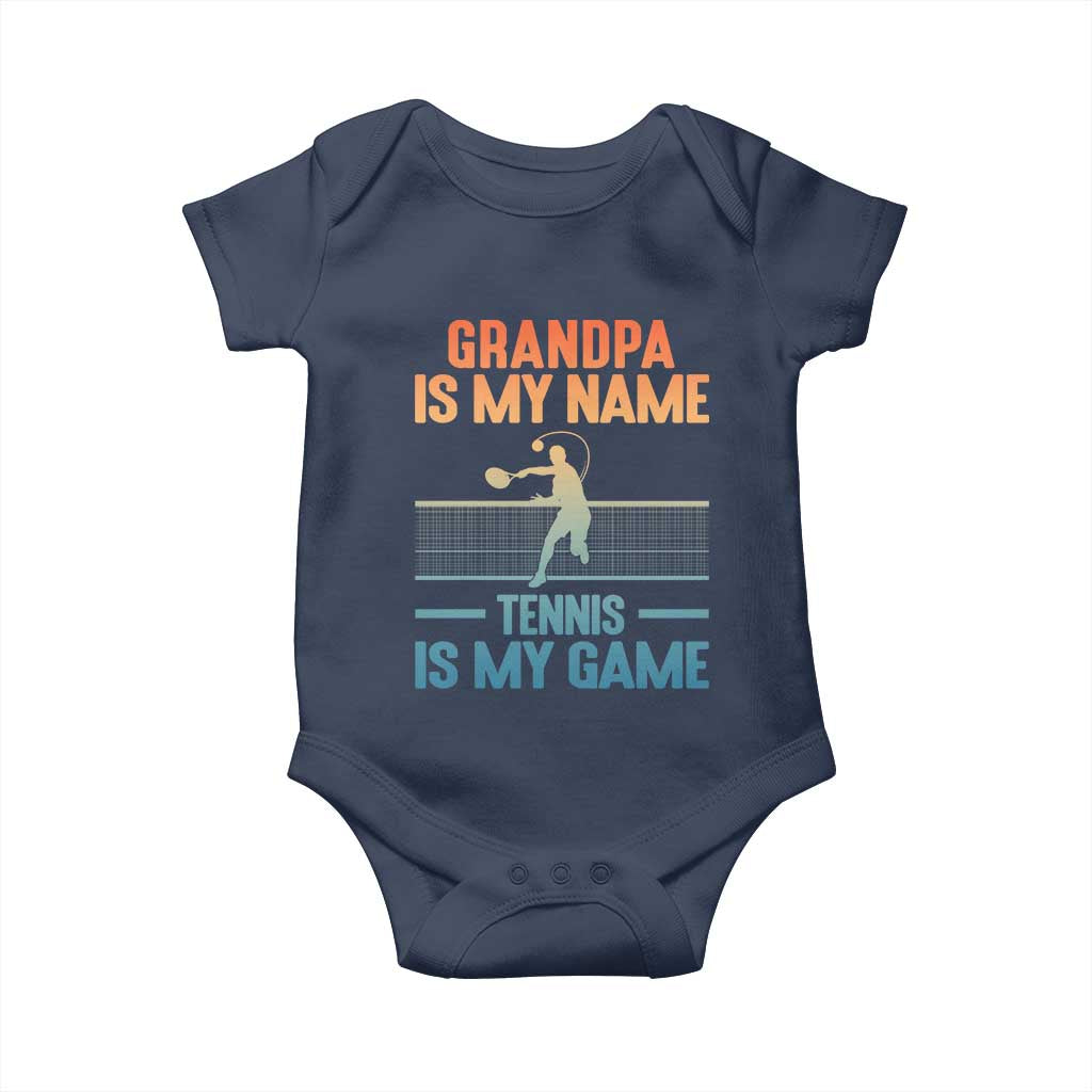 Funny Grandpa Tennis Quote Baby Onesie Tennis Is My Game TS12 Navy Print Your Wear