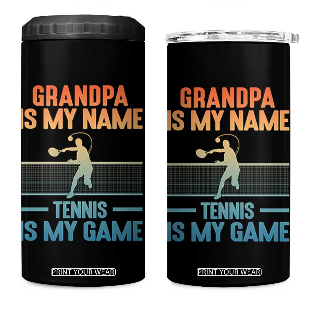Funny Grandpa Tennis Quote 4 in 1 Can Cooler Tumbler Tennis Is My Game TS12 One Size: 16 oz Black Print Your Wear