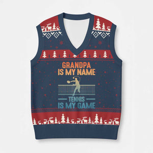 Funny Grandpa Tennis Quote V-Neck Knit Sweater Vest Tennis Is My Game TS12 Navy Red Print Your Wear