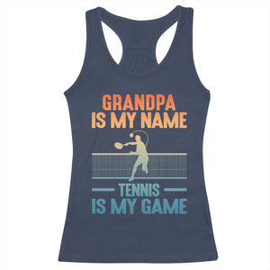 Funny Grandpa Tennis Quote Racerback Tank Top Tennis Is My Game TS12 Navy Print Your Wear