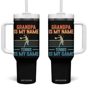 Funny Grandpa Tennis Quote Tumbler With Handle Tennis Is My Game TS12 One Size: 40 oz Black Print Your Wear