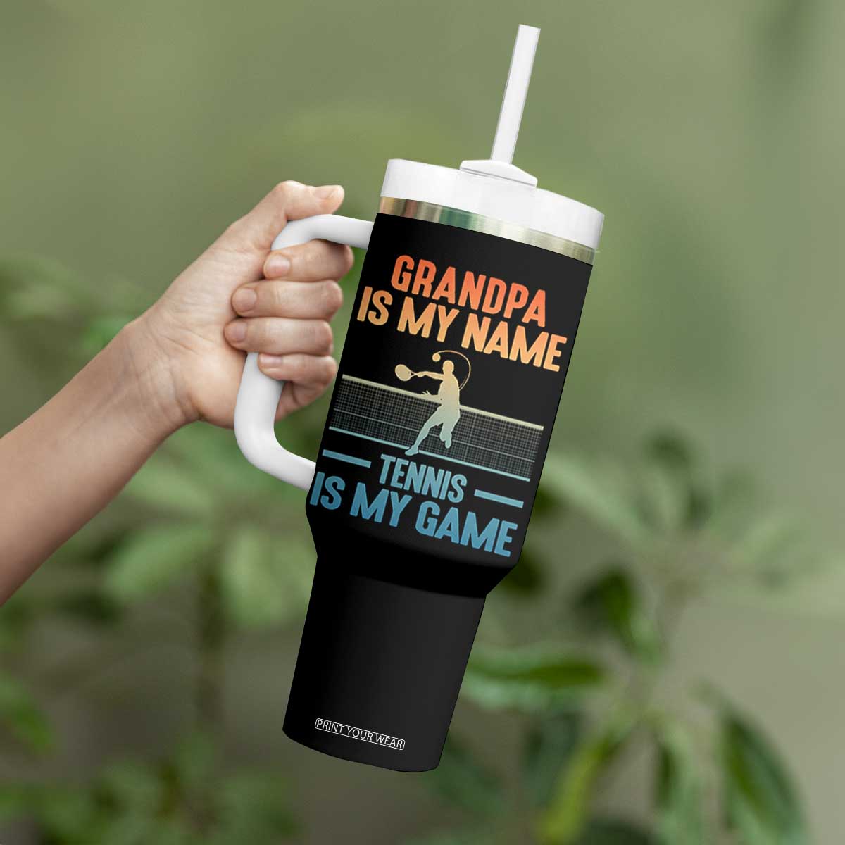Funny Grandpa Tennis Quote Tumbler With Handle Tennis Is My Game TS12 Print Your Wear