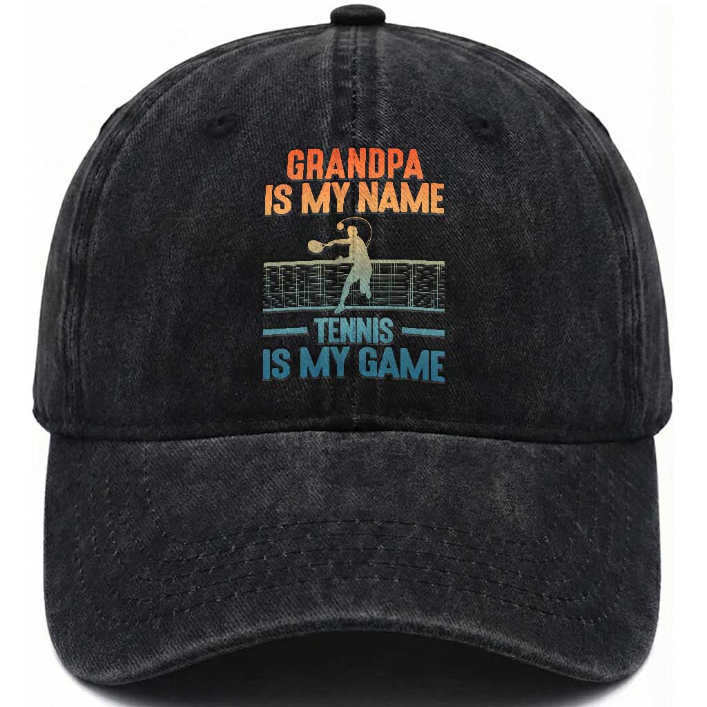 Funny Grandpa Tennis Quote Washed Cotton Baseball Cap Tennis Is My Game TS12 Print Your Wear