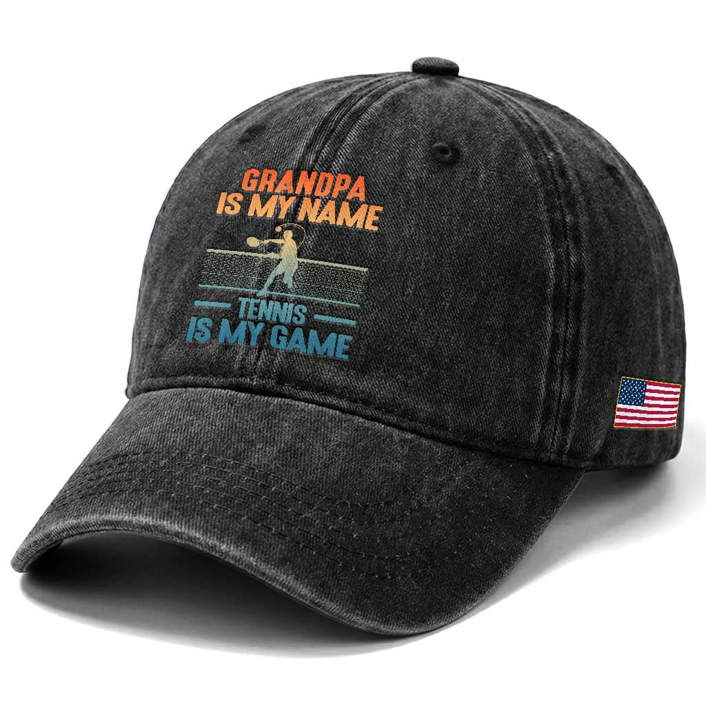 Funny Grandpa Tennis Quote Washed Cotton Baseball Cap Tennis Is My Game TS12 Print Your Wear
