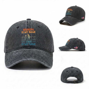 Funny Grandpa Tennis Quote Washed Cotton Baseball Cap Tennis Is My Game TS12 Washed Cap Universal Fit Dark Gray Print Your Wear