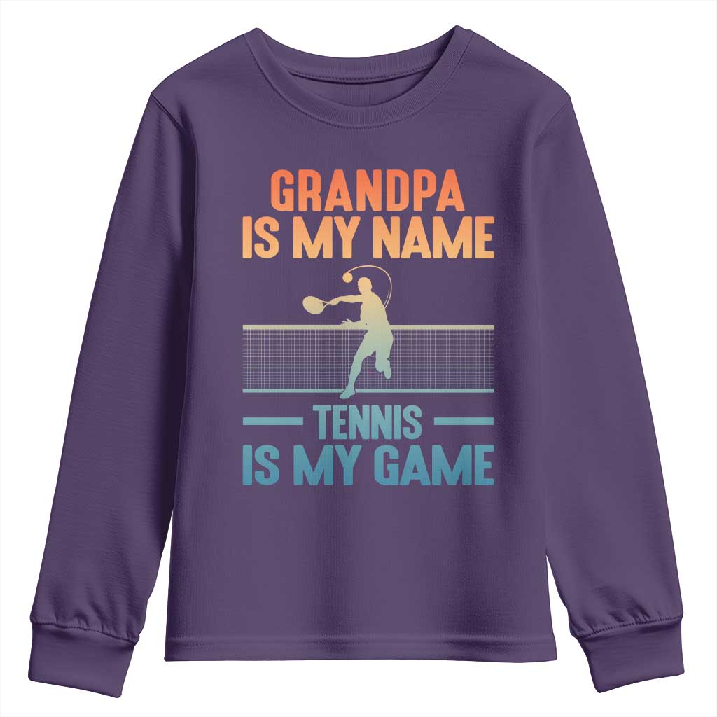 Funny Grandpa Tennis Quote Youth Sweatshirt Tennis Is My Game TS12 Purple Print Your Wear