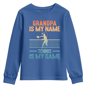 Funny Grandpa Tennis Quote Youth Sweatshirt Tennis Is My Game TS12 Royal Blue Print Your Wear
