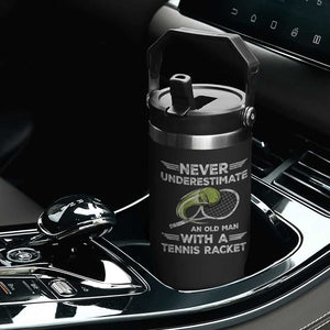 Never Underestimate An Old Man With A Tennis Racket Flip Straw Tumbler Funny Tennis Fan TS12 Print Your Wear