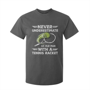 Never Underestimate An Old Man With A Tennis Racket T Shirt For Kid Funny Tennis Fan TS12 Dark Heather Print Your Wear